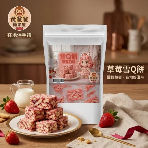 黃爸爸 雪Q餅 草莓口味｜獨家配方軟Q香甜｜桃園人氣甜點