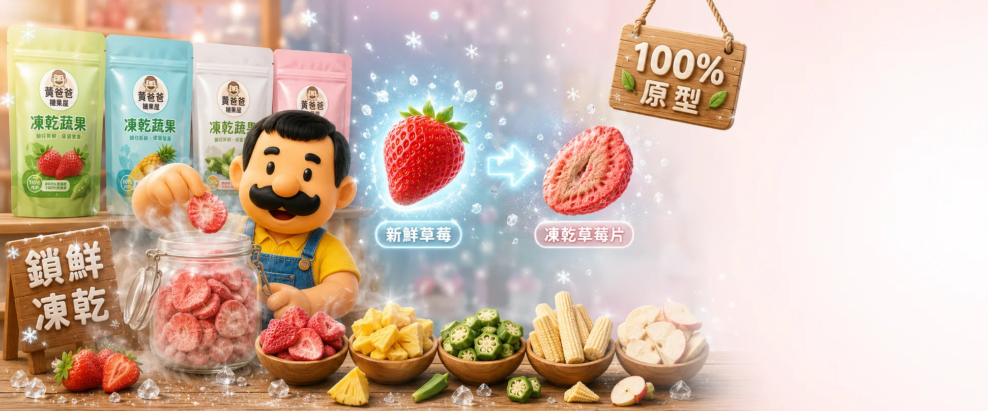 黃爸爸糖果屋天然凍乾蔬果分類橫幅