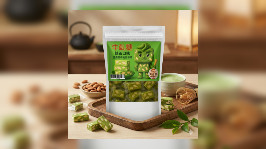 黃爸爸糖果屋宇治抹茶牛軋糖商品首圖，桃園中壢伴手禮茶香點心