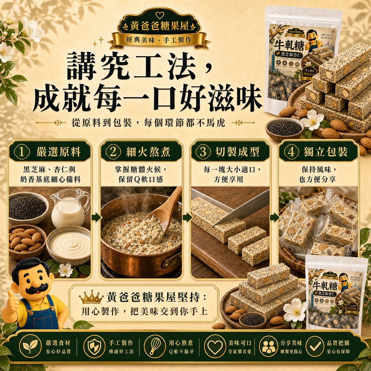 黃爸爸黑芝麻杏仁牛軋糖|Q軟不黏牙|桃園中壢伴手禮 6 黑芝麻杏仁牛軋糖製作工法