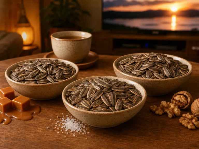 香瓜子口味比較:焦糖、海鹽、核桃味適合追劇還是泡茶? 9 焦糖、海鹽與核桃風味香瓜子分碗搭配熱茶