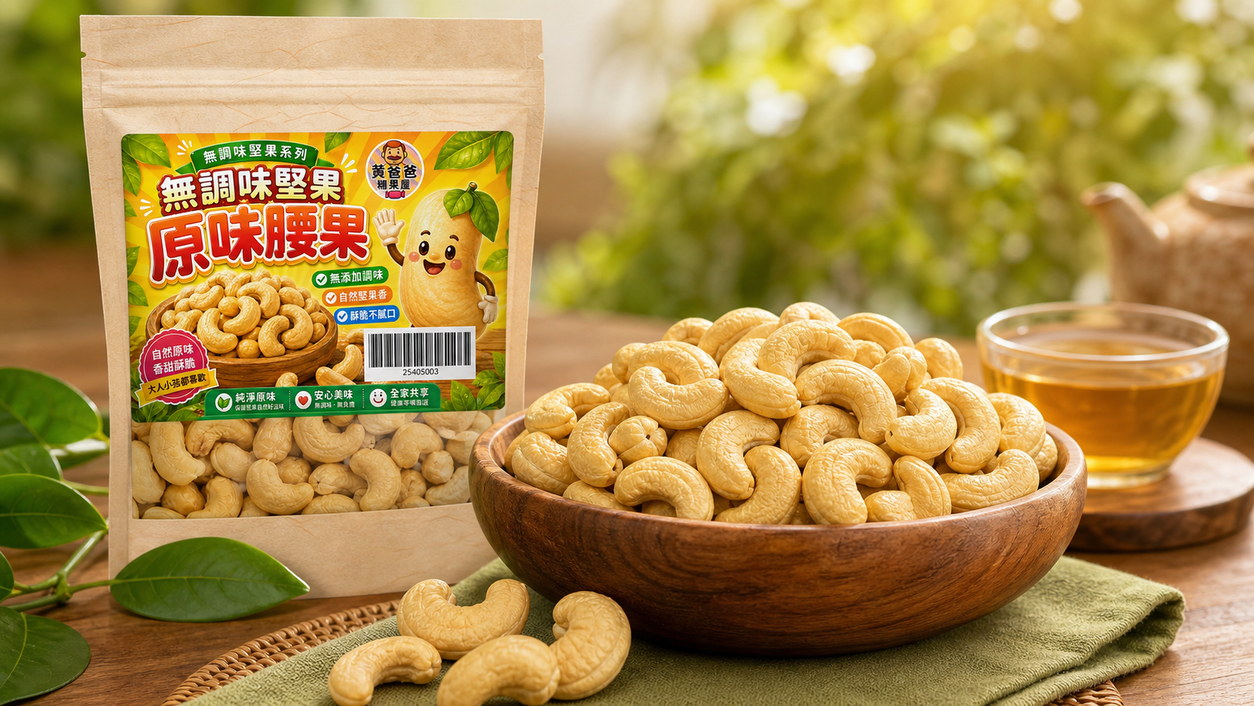 黃爸爸 原味腰果|低溫烘焙無調味|桃園中壢堅果推薦 12 原味腰果商品亮點,完整顆粒與自然甘甜
