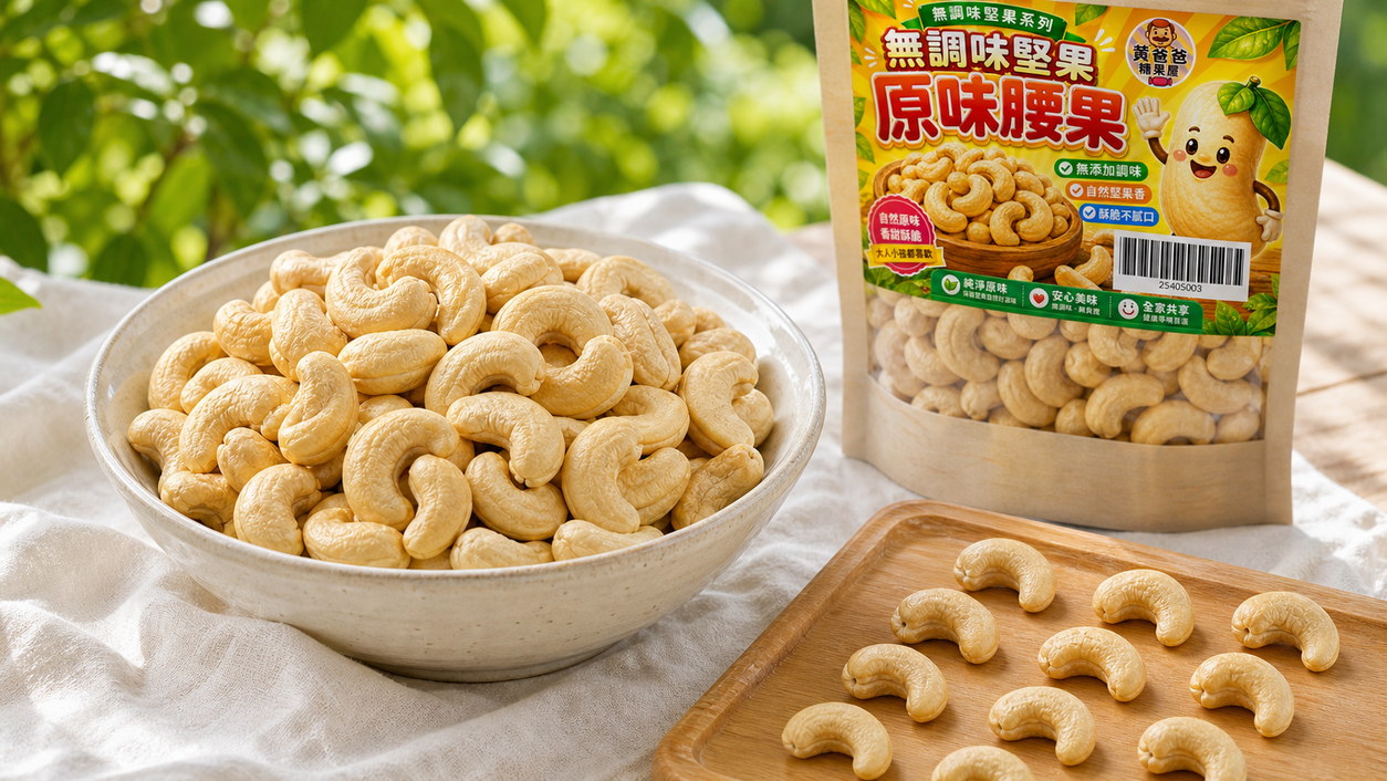黃爸爸 原味腰果|低溫烘焙無調味|桃園中壢堅果推薦 13 原味腰果單純成分與完整彎月形顆粒
