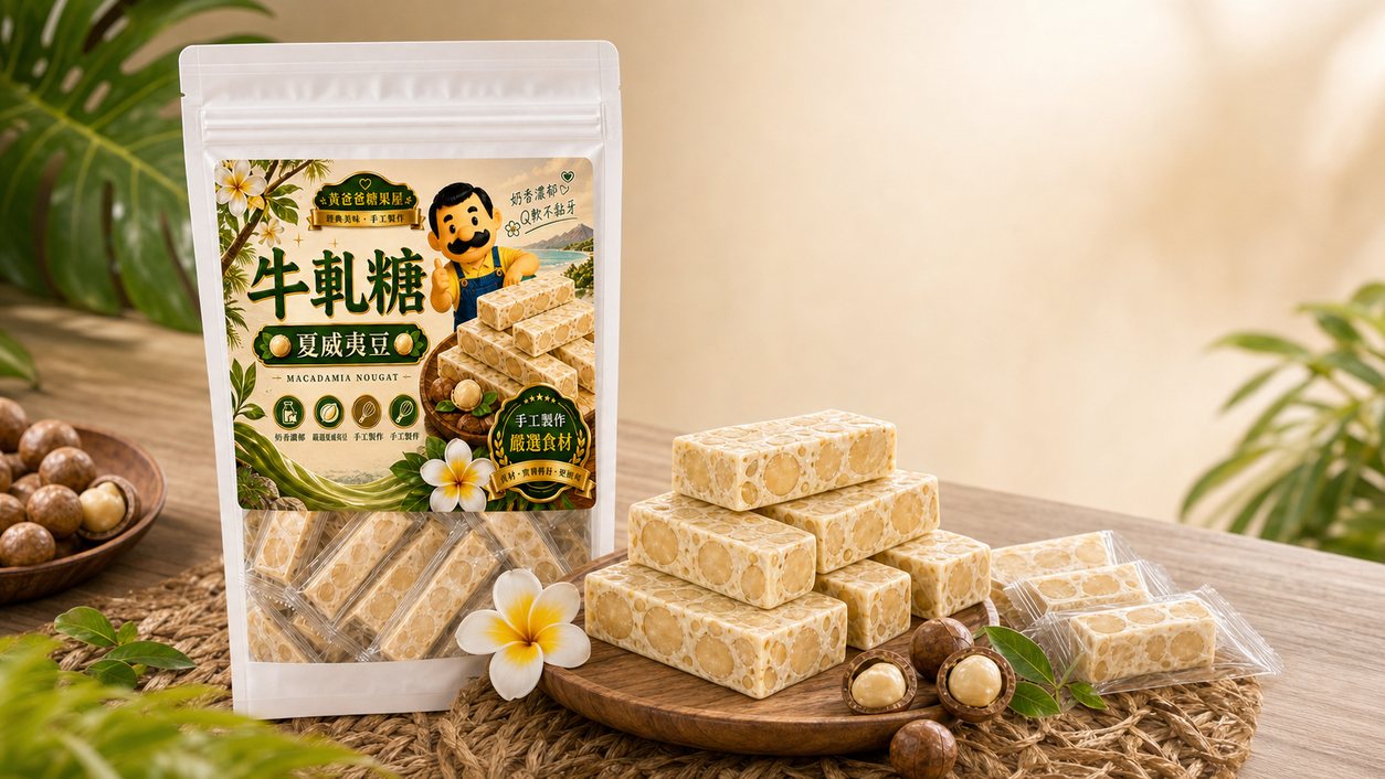 黃爸爸夏威夷豆牛軋糖|Q軟不黏牙|桃園中壢伴手禮 3 夏威夷豆牛軋糖核心亮點