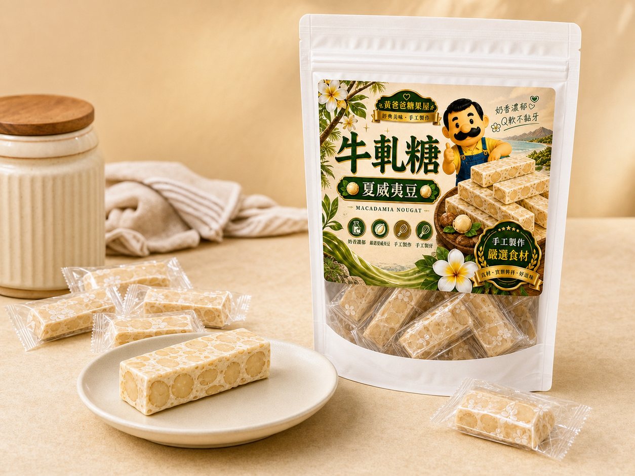 黃爸爸夏威夷豆牛軋糖|Q軟不黏牙|桃園中壢伴手禮 12 夏威夷豆牛軋糖規格與保存方式