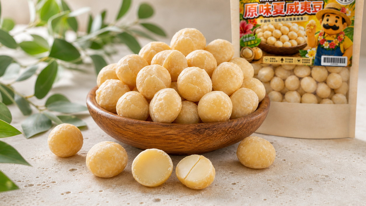 黃爸爸 原味夏威夷豆|低溫烘焙無調味|桃園中壢堅果推薦 13 原味夏威夷豆單純成分與乳白淡金色顆粒