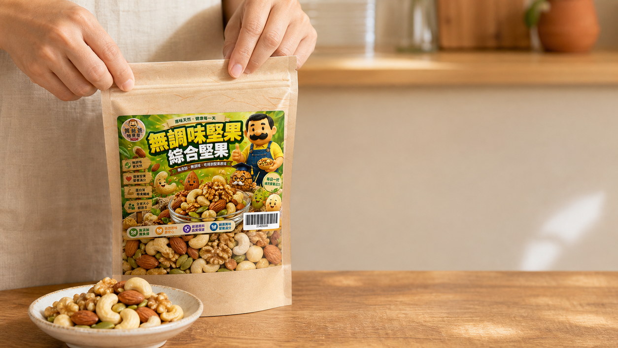 原味綜合堅果夾鏈包裝與乾燥保存提醒 縮圖