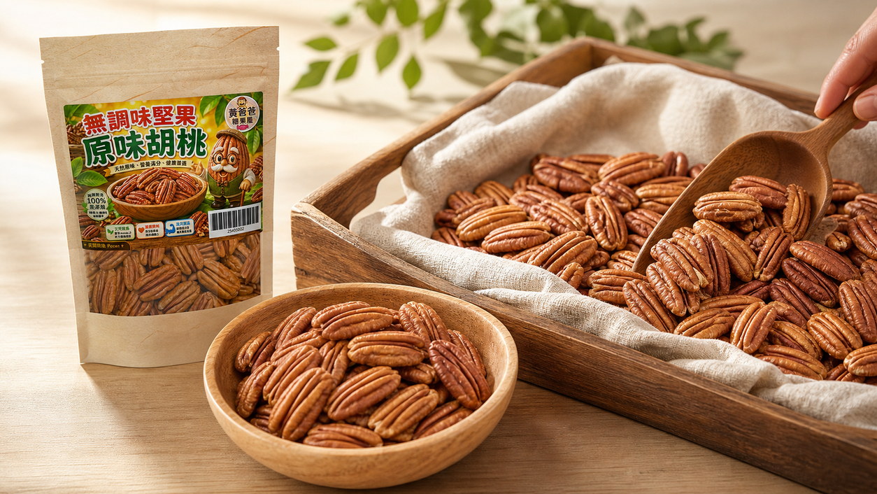 黃爸爸 原味胡桃 Pecan|低溫烘焙無調味|桃園中壢堅果推薦 13 原味胡桃 Pecan 單純成分與乾爽胡桃仁