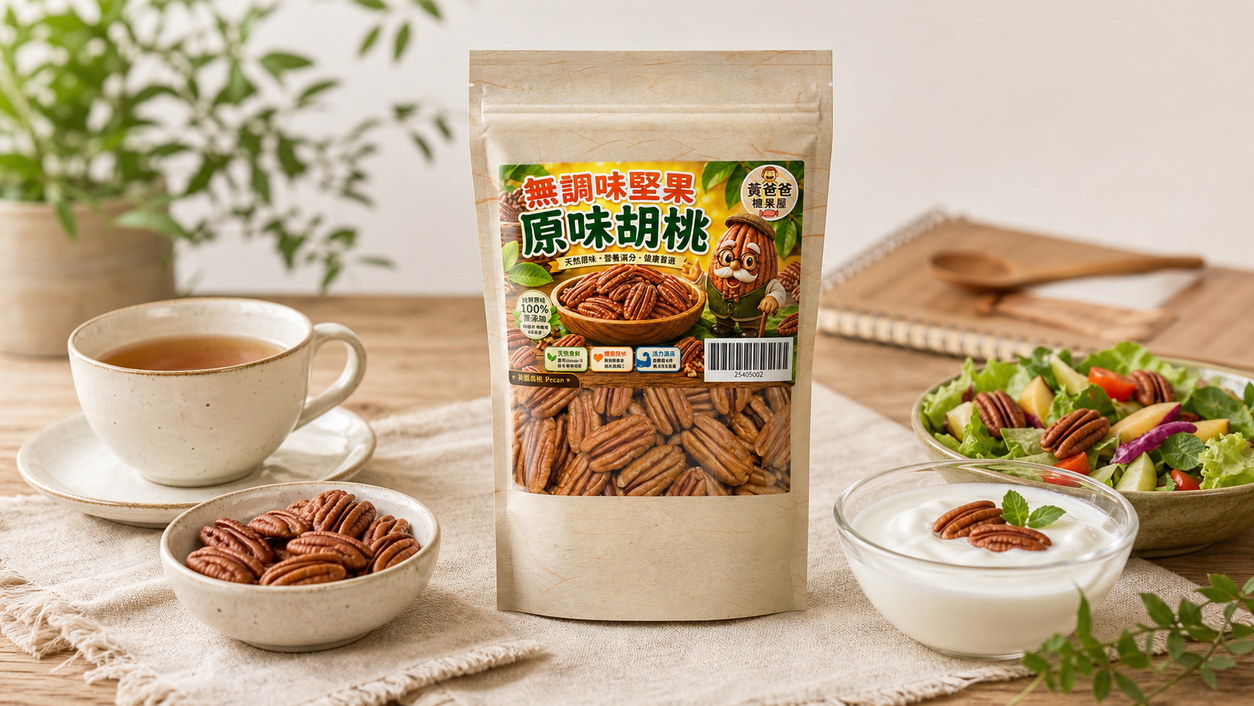 黃爸爸 原味胡桃 Pecan|低溫烘焙無調味|桃園中壢堅果推薦 16 原味胡桃 Pecan 下午茶、辦公室與料理搭配情境