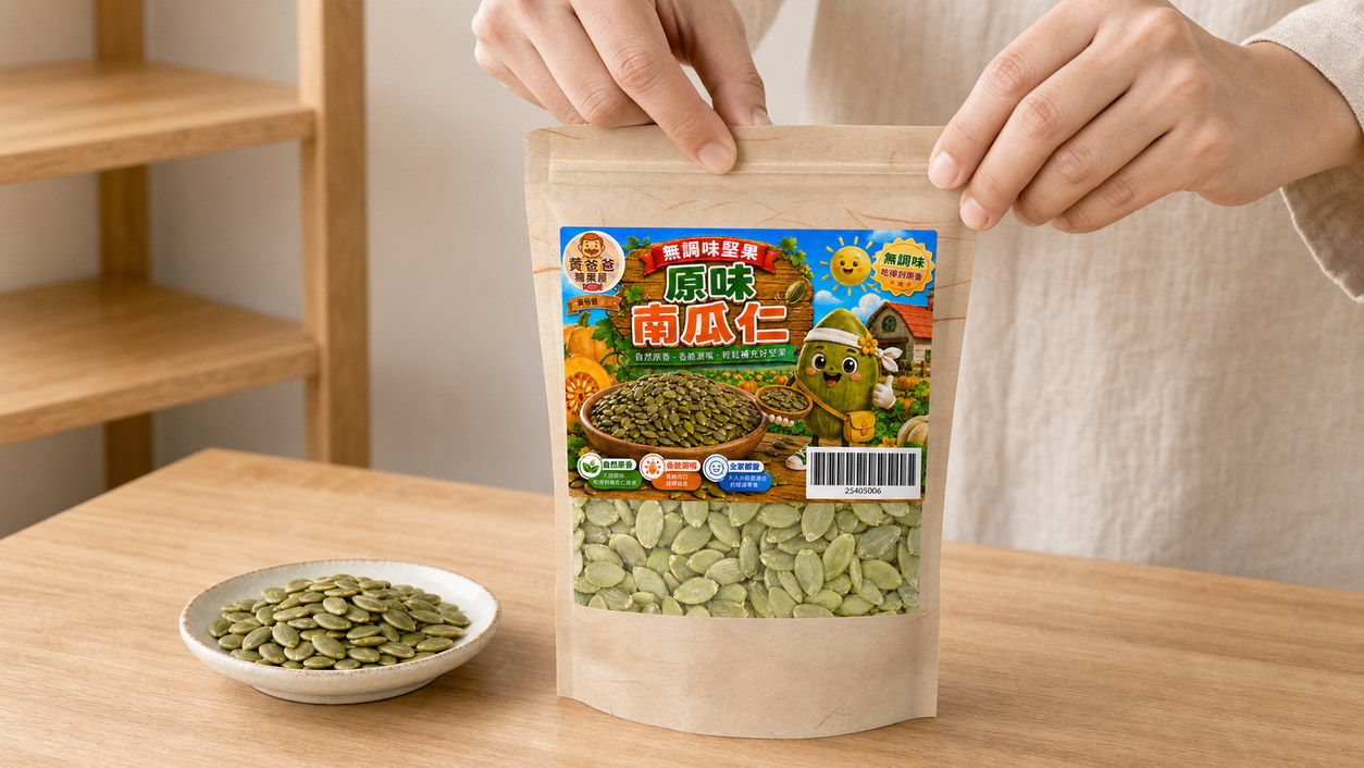 黃爸爸 原味南瓜仁|低溫烘焙無調味|桃園中壢堅果推薦 18 原味南瓜仁夾鏈包裝與保存提醒