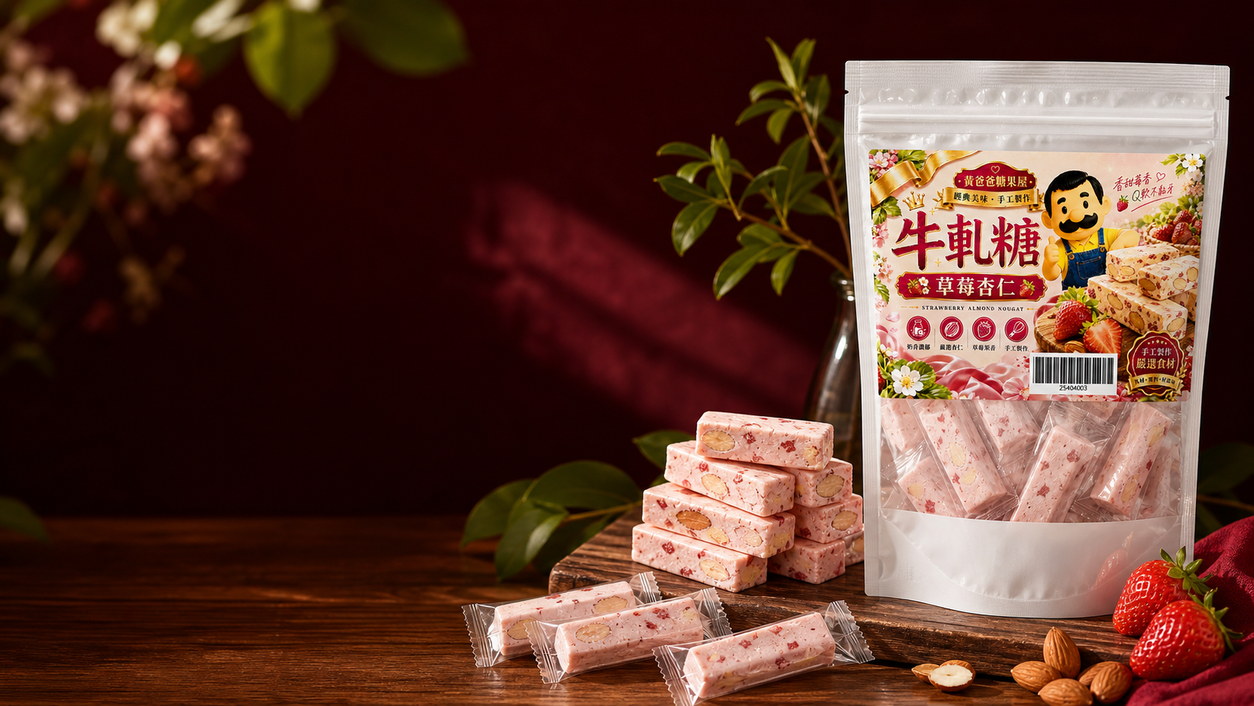 黃爸爸 幸福草莓杏仁牛軋糖|莓香杏仁|中壢伴手禮 19 黃爸爸幸福草莓杏仁牛軋糖官方賣場購買引導