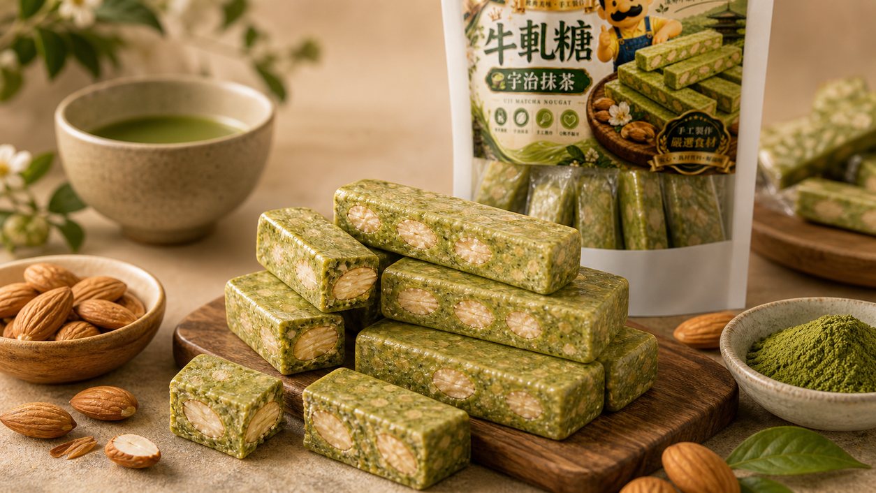 宇治抹茶牛軋糖口感風味，抹茶清香、奶香柔和、杏仁酥脆 縮圖
