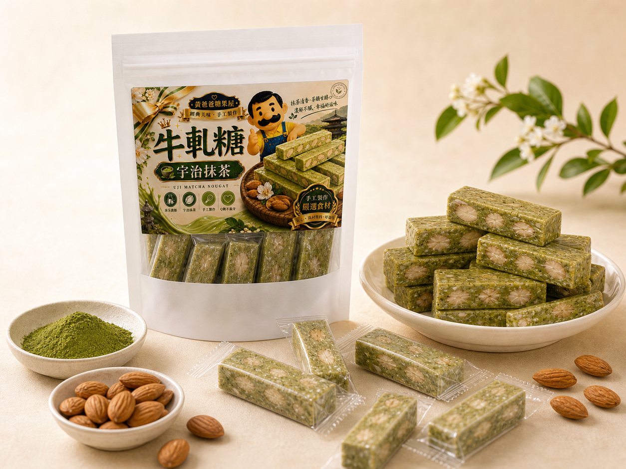 宇治抹茶牛軋糖規格資訊與保存方式，180±5公克、保存期限120天 縮圖