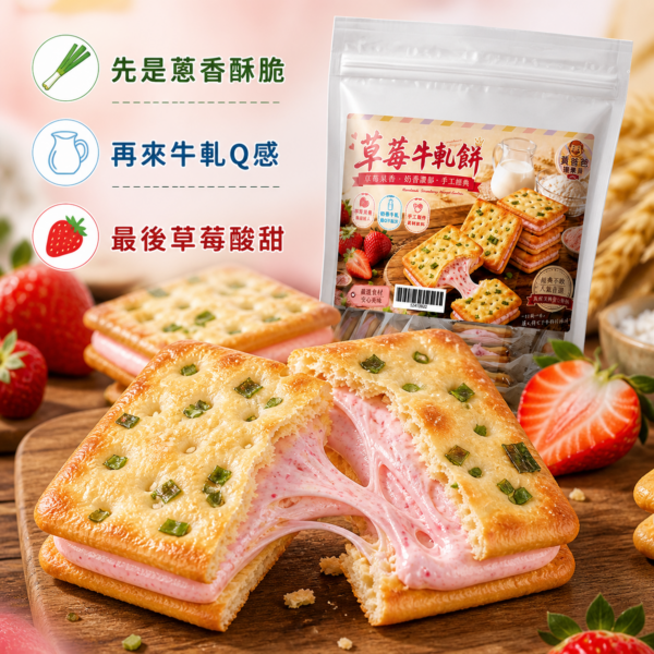 草莓牛軋餅口感風味 草莓牛軋餅口感風味