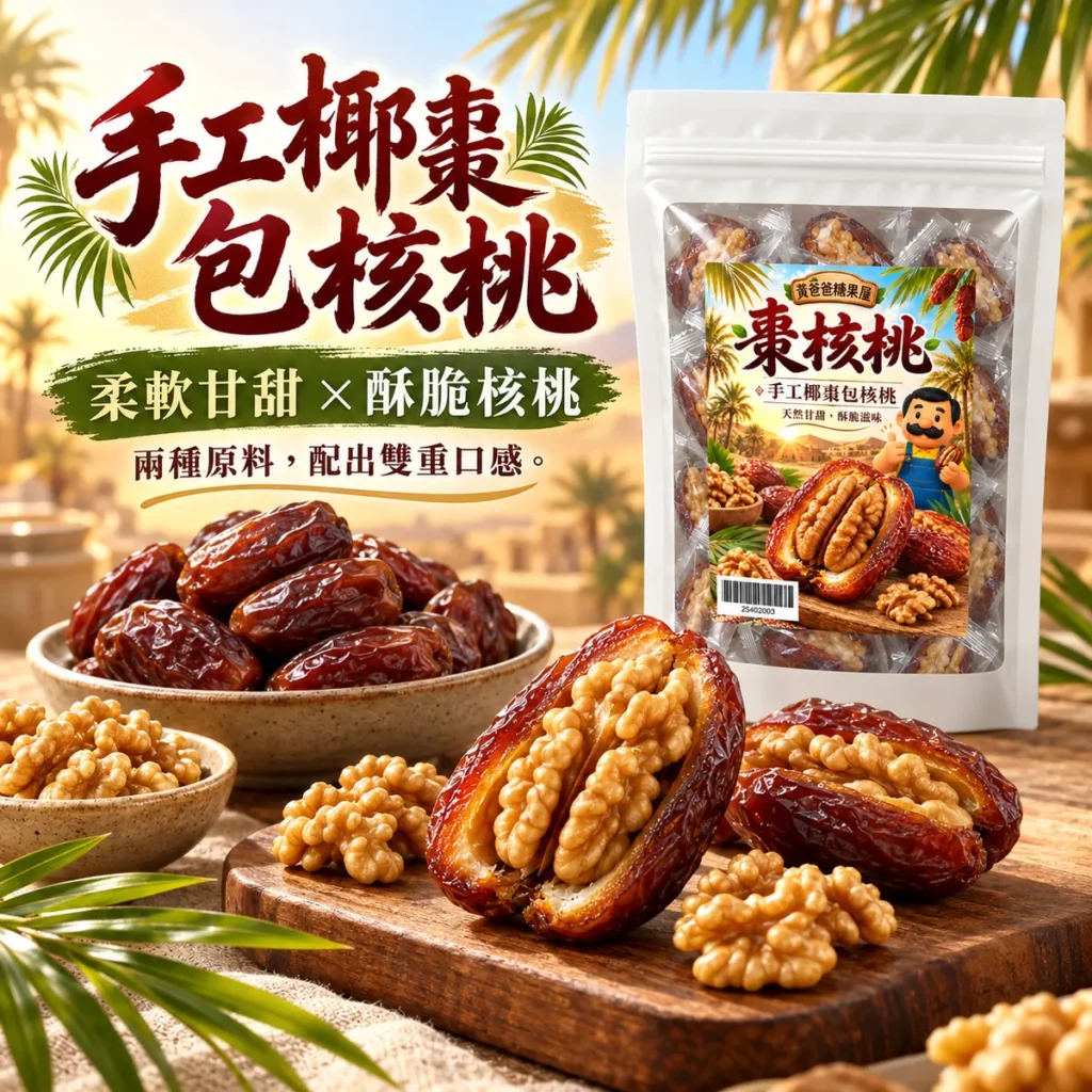 黃爸爸糖果屋棗核桃白色夾鏈袋與手工椰棗包核桃 2