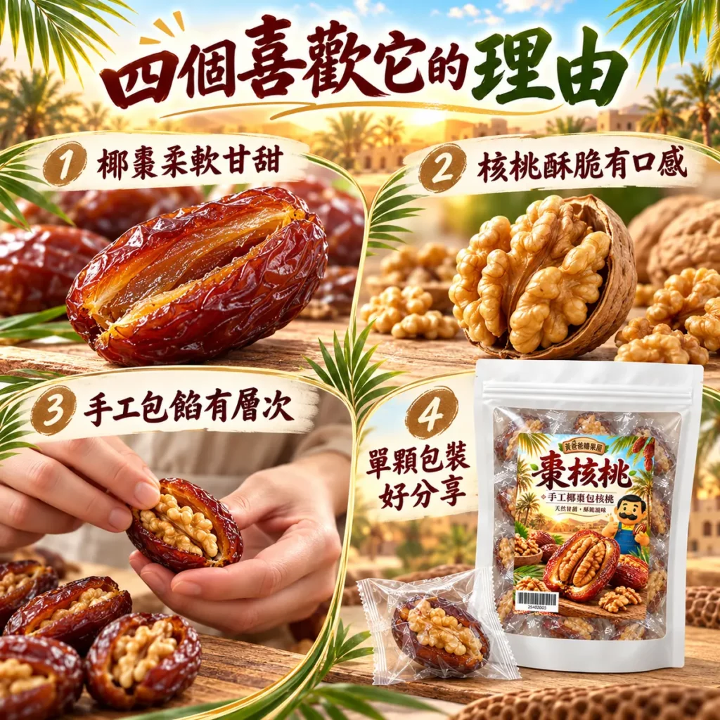 黃爸爸糖果屋棗核桃白色夾鏈袋與手工椰棗包核桃 3