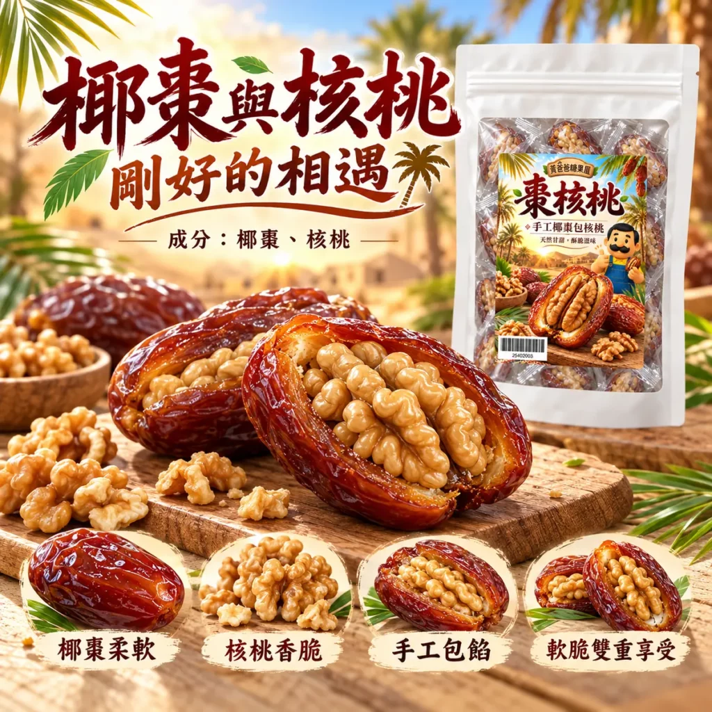 黃爸爸糖果屋棗核桃白色夾鏈袋與手工椰棗包核桃 4