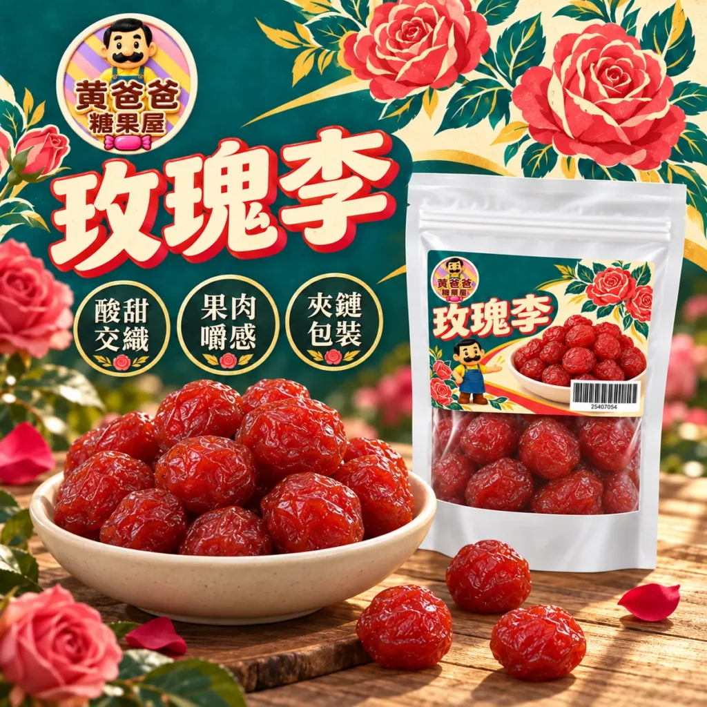 黃爸爸玫瑰李新版透明夾鏈包裝與復古玫瑰風格商品介紹 1